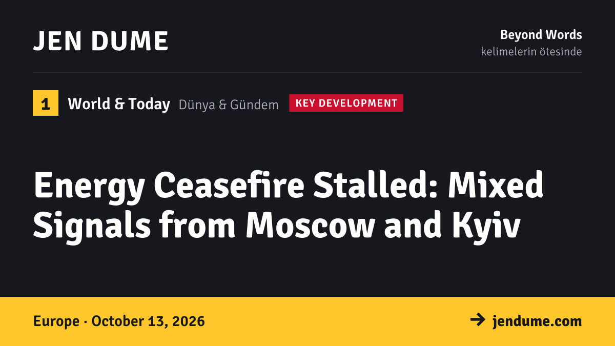 World & Today: Energy Ceasefire Stalled: Mixed Signals from Moscow and Kyiv